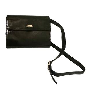 Vintage Perry Ellis Black Patent Leather Crossbody Bag